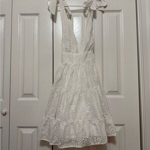 White Eyelet Tie-Shoulder Sundress